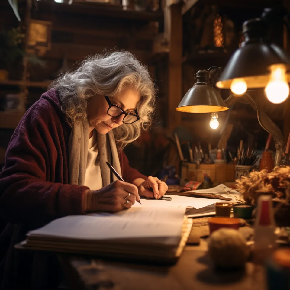 Appunti di scrittura su tavolo creativo